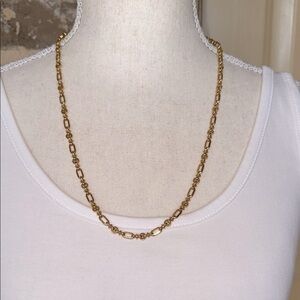 Vintage Monet Gold Tone 24" Fancy Link & Bead Chain Paperclip Necklace